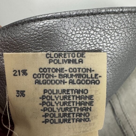 Vintage 90s Silver Faux Leather Pants – High Waist, Tapered Fit - Picture 5 of 6